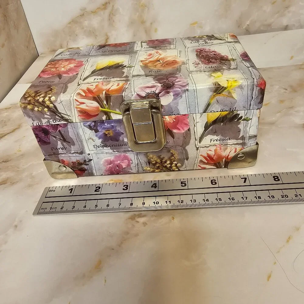 Floral Themed Trinket Box with Mirror